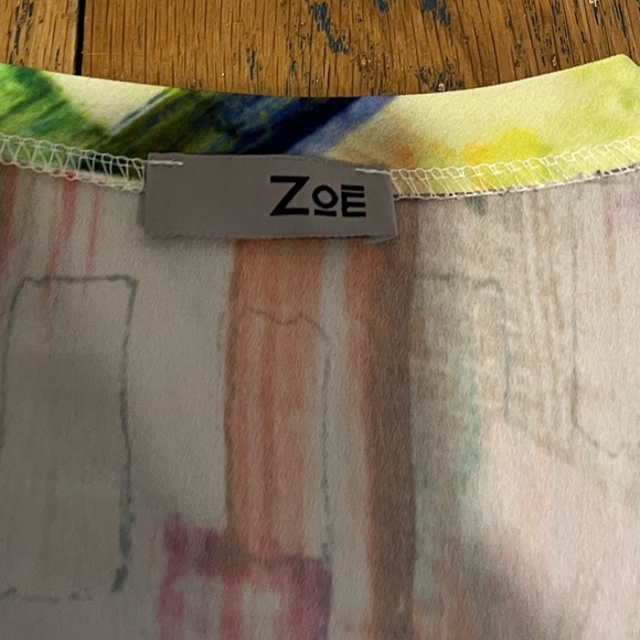 ZOÉ – Abstract multicolor kaftan-style top, estimated size XL. - Picture 2 of 8